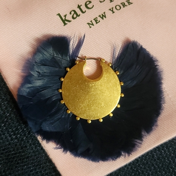Authentic Kate Spade In Full Feather Hoops - Picture 3 of 7